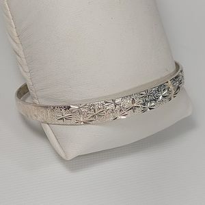 Sparkling Silver Tone Adjustable Bangle Bracelet